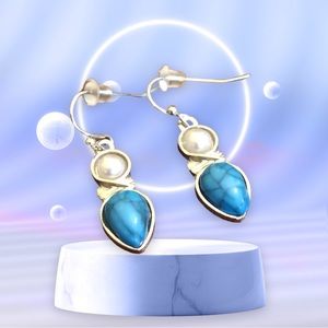 Crystal Dangle Cubic Zirconia Circle/Water Drop White/Blue  Women's Earrings